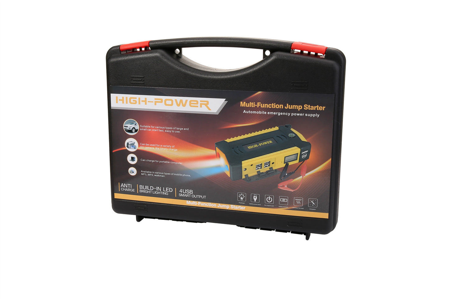 Booster Alimentation de démarrage d’urgence multifonction pour voiture, 12 V, avec fonction d’allumage et batterie externe mobile.