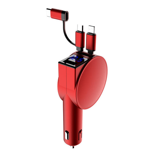 Chargeur de voiture à charge rapide 60 W à deux fils rétractables