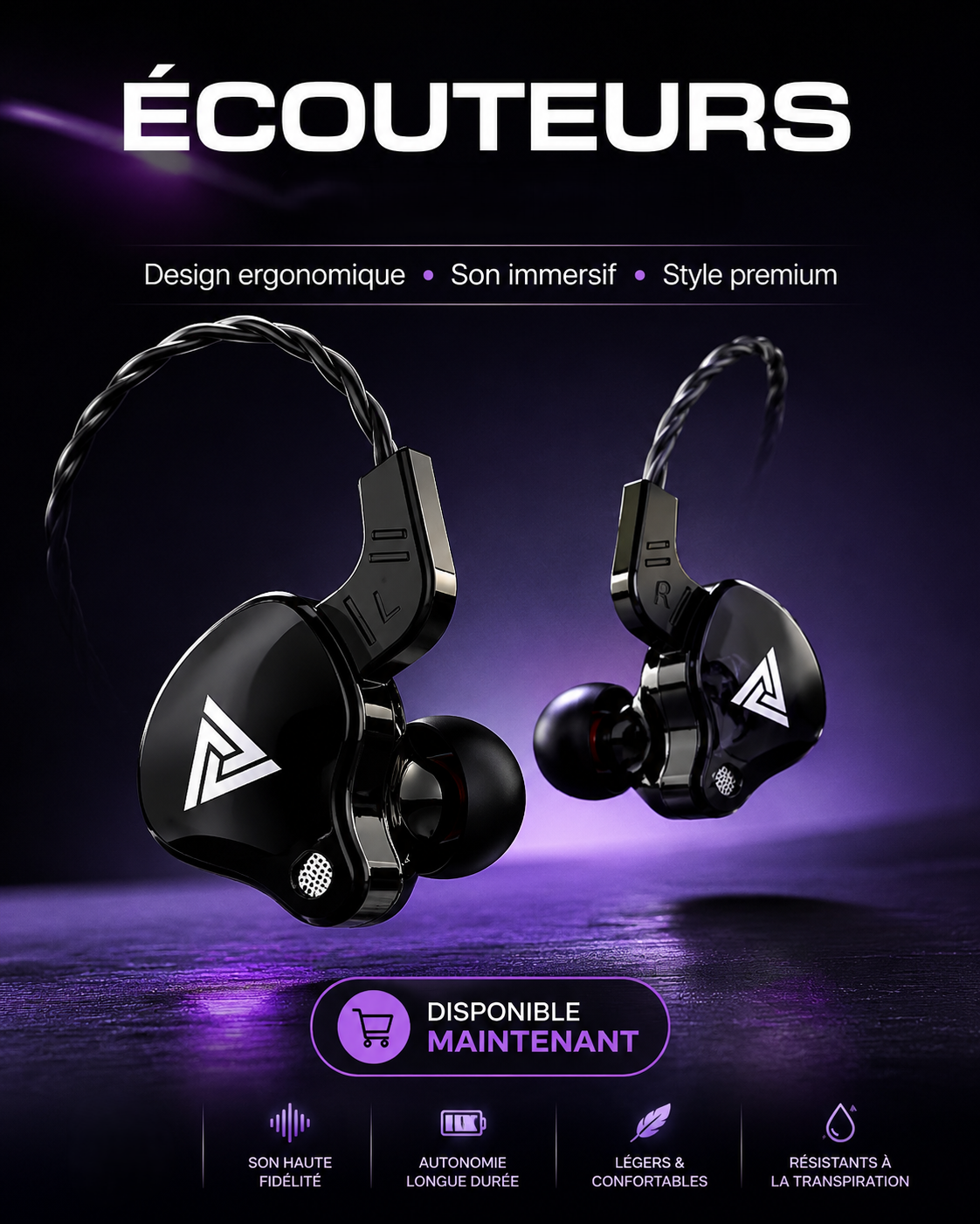 Écouteurs Filaires Premium – Son Puissant, Design Ergonomique & Confort Longue Durée